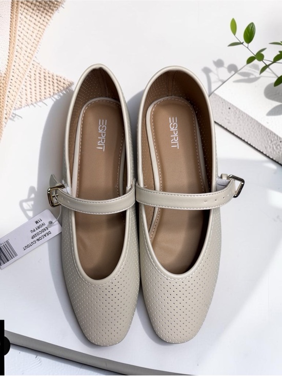 Esprit Shoes - Esprit Cream Perforated Mary Jane Loafers